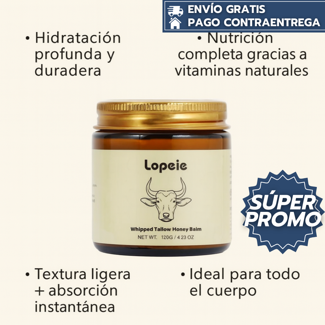 Lopeie™: Bálsamo Natural con Sebo y Miel para Hidratar y Suavizar Piel Seca